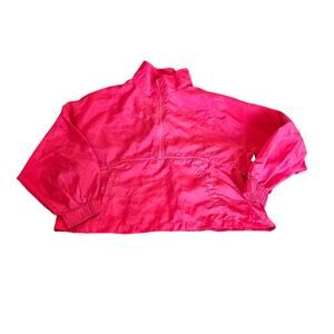 C’est Toi Neon Pink Half Zip Windbreaker Jacket Large Cropped Pullover